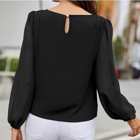 ⭐️casual Fashion Solid Chiffon Lantern Sleeves Loose Fitting Blouse⭐️ - Picture 3 of 8